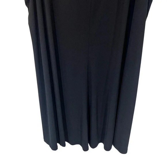 Roamans Black Jersey Stretch Dress Plus Size 30/32 3X V Neck Short Sleeve Plain - Picture 4 of 5